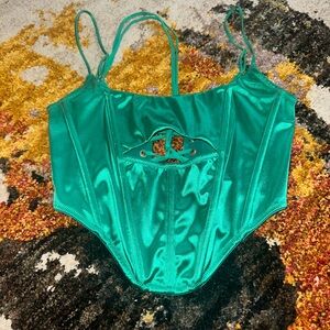 Emerald Green Satin Corset Top